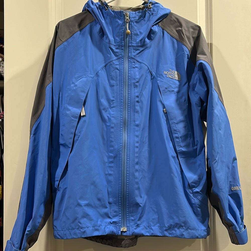 The North Face zip up Gore-Tex Hooded Windbreaker jacket 2 tone zip pockets L